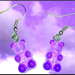 Purple bear earrings